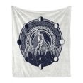 thumbnail image 1 of Northwoods Soft Flannel Fleece Throw Blanket, Mountains Celtic Style Outdoors of Adventure and Camping, Cozy Plush for Indoor and Outdoor Use, 50" x 70", Dark Blue and White, by Ambesonne, 1 of 6