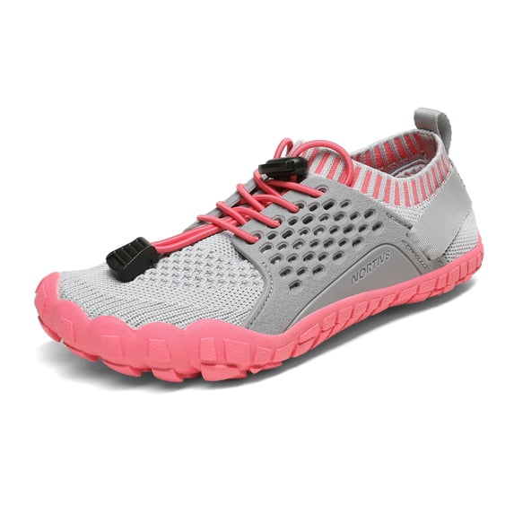 Nortiv 8 Kids Water Shoes Boys & Girls Comfort Aqua Shoes Quick Dry Barefoot Swim Diving Sports Shoes Aqua-K2 Light/Grey/Watermelon/Red Size 2