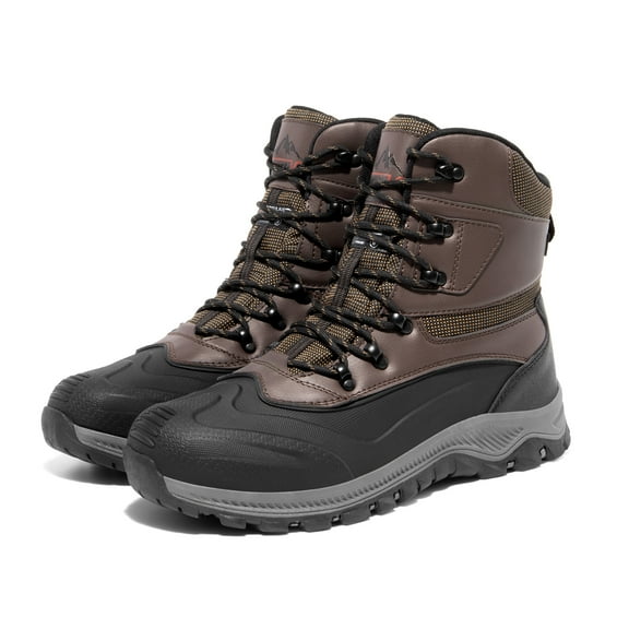 Nortiv 8 Men's Insulated Waterproof Construction Rubber Sole Winter Snow Skii Boots