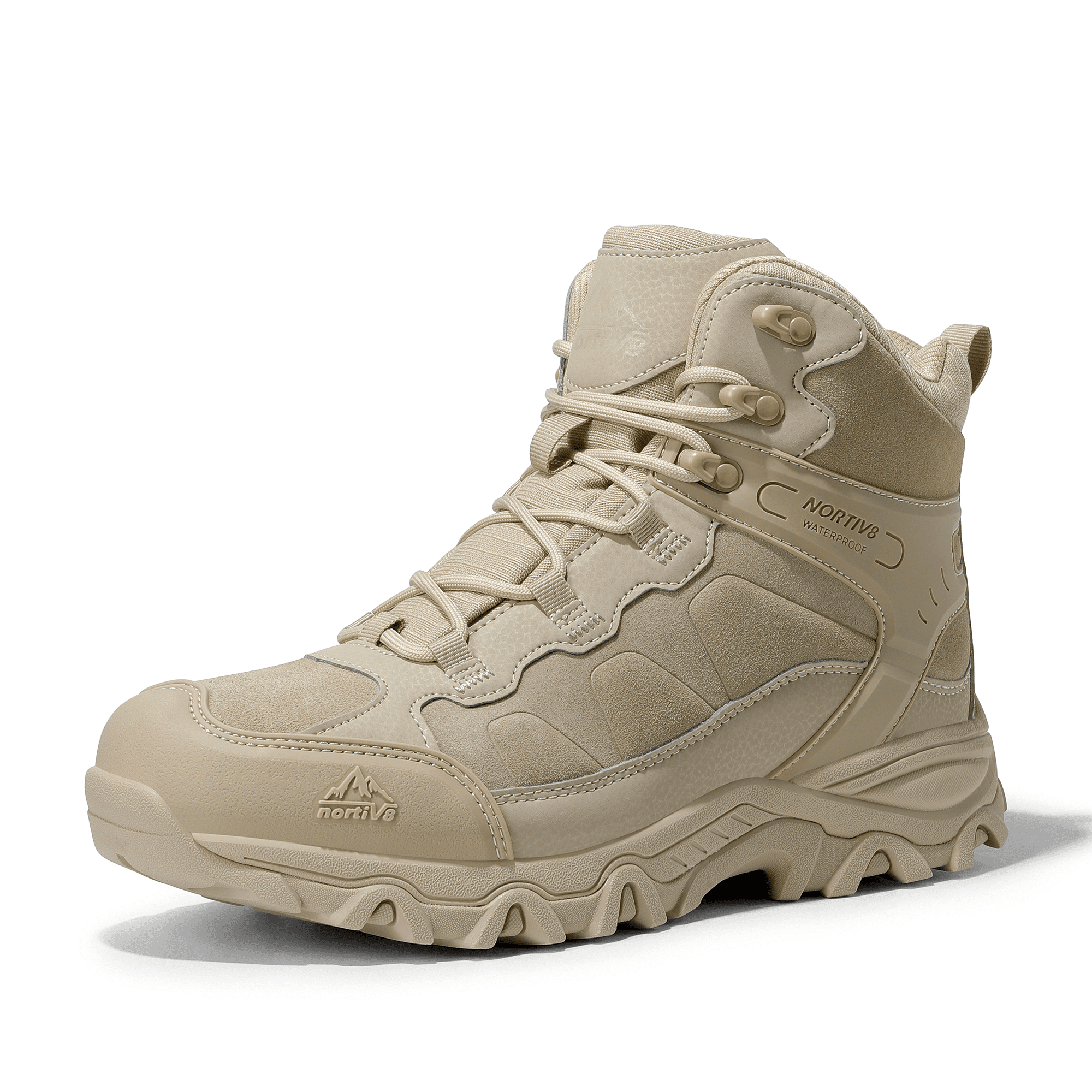 NORTIV 8 Wandelschoenen voor heren, trekking, klimmen, sport, outdoor, waterdicht, ademend, sneakers, legergroen, zwart, oranje, 46 EU Larga