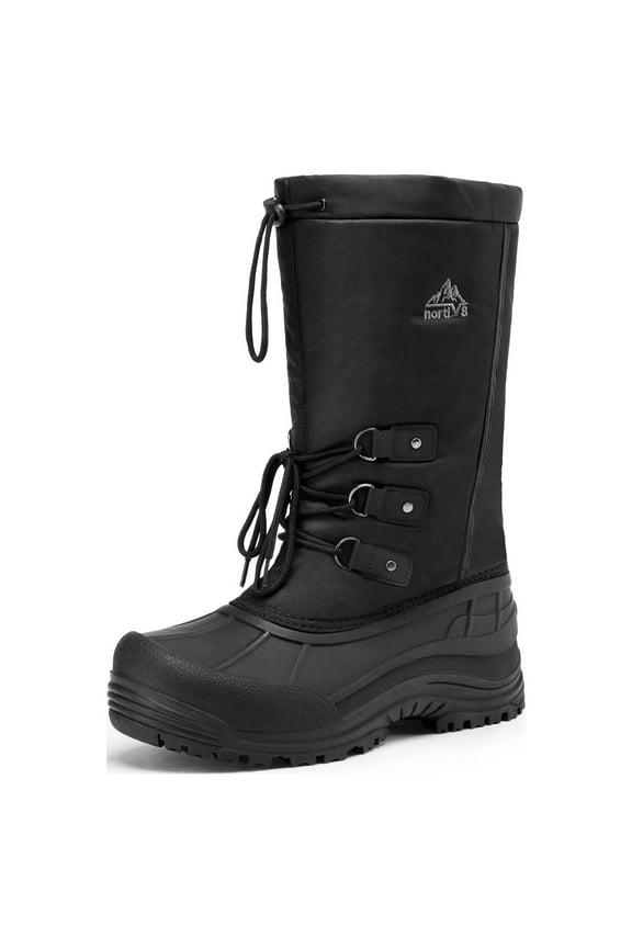 Nortiv 8 Mens Snow Boots Comfort Men's Winter Snow Boots Waterproof Boots Shoes Mountaineer-2M Black Size 8