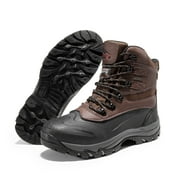 NORTIV8 Burudani Men's Insulated Waterproof Construction Rubber Sole Winter Snow Skii Boots DARK/BROWN/BLACK Size 15