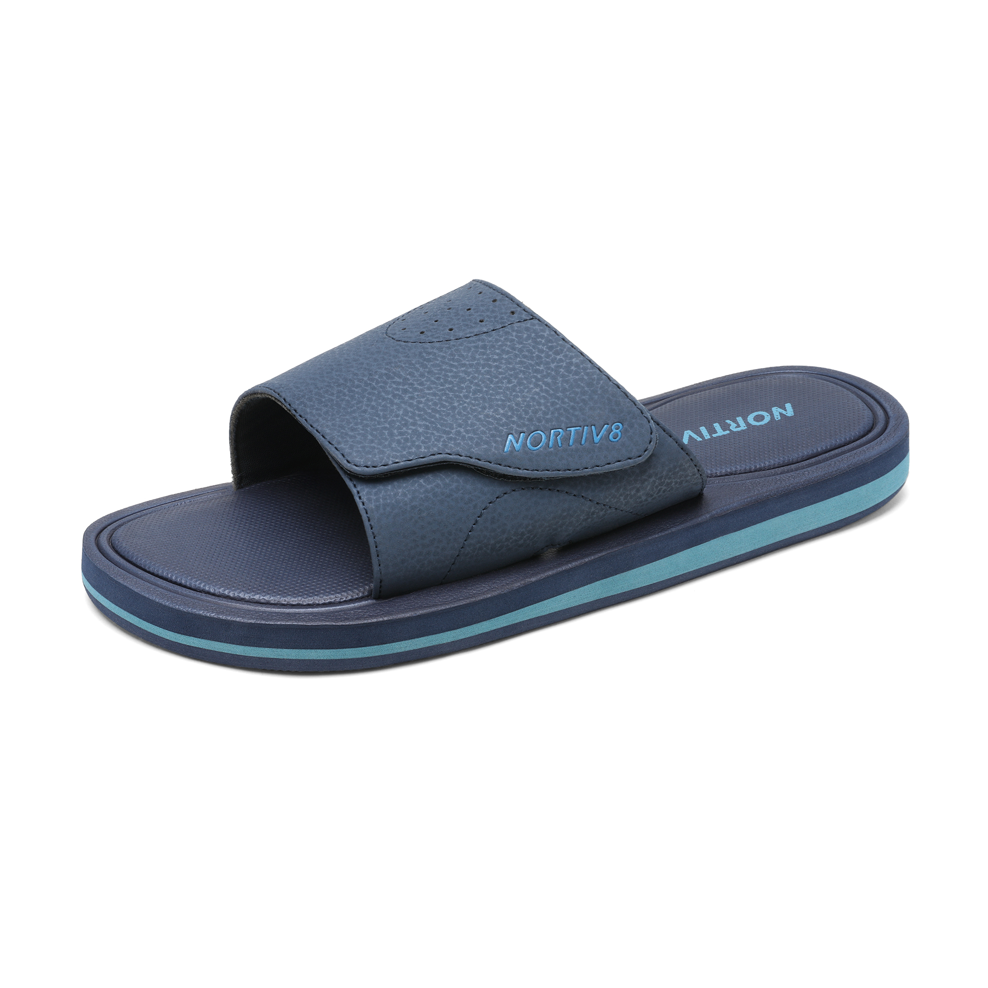 Nortiv8 Men's Memory Foam Adjustable Slide Sandals Comfort Lightweight Summer Beach Sandals Shoes FUSION NAVY Size 13 - image 1 of 5