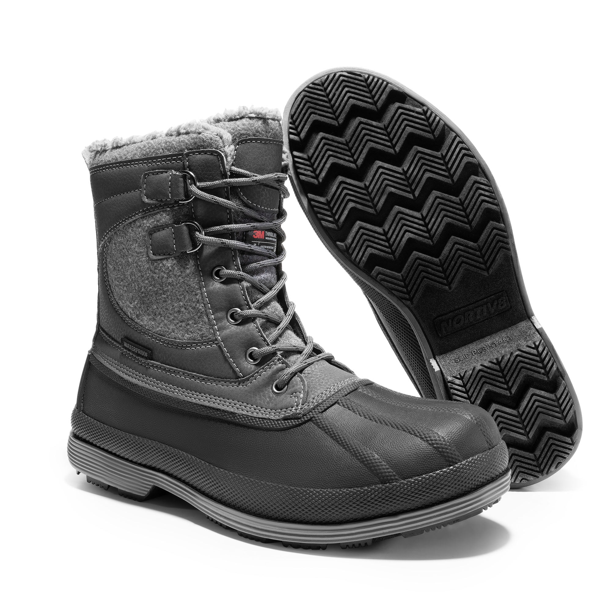 Burudani Men s Snow Boots Insulated Waterproof Rugged Duty Outdoor Winter Boots Avenue GREY BLACK Size 6.5