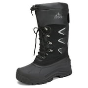 Nortiv8 Mens Snow Boots Insulated Water-resistant Thermolite Winter Outdoor Hiking Boots MOUNTAINEER-1M BLACK Size 12