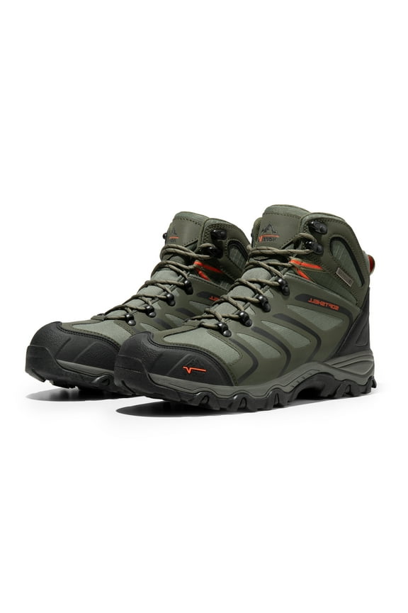 Mens Waterproof Hiking Boots Backpacking Lightweight Outdoor Work Boots 160448_M Army/Green/Black/Orange Size 10