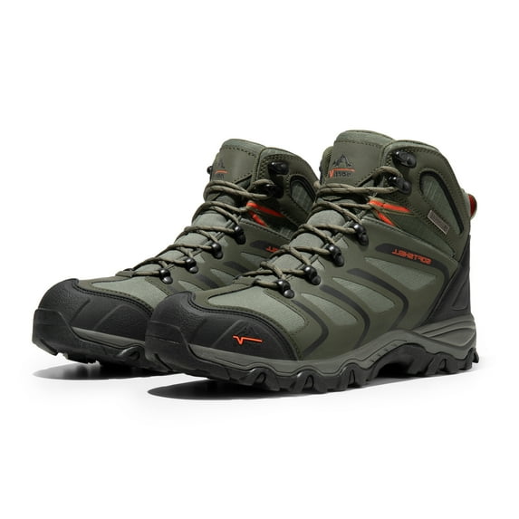 Nortiv8 Mens Waterproof Hiking Boots Backpacking Lightweight Outdoor Work Boots 160448_M Army/Green/Black/Orange Size 6.5