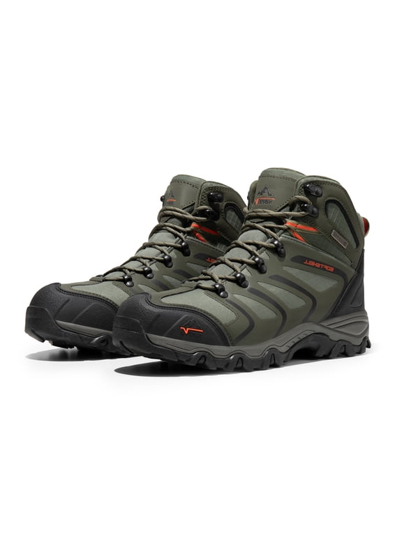 Mens Waterproof Hiking Boots Backpacking Lightweight Outdoor Work Boots 160448_M Army/Green/Black/Orange Size 9