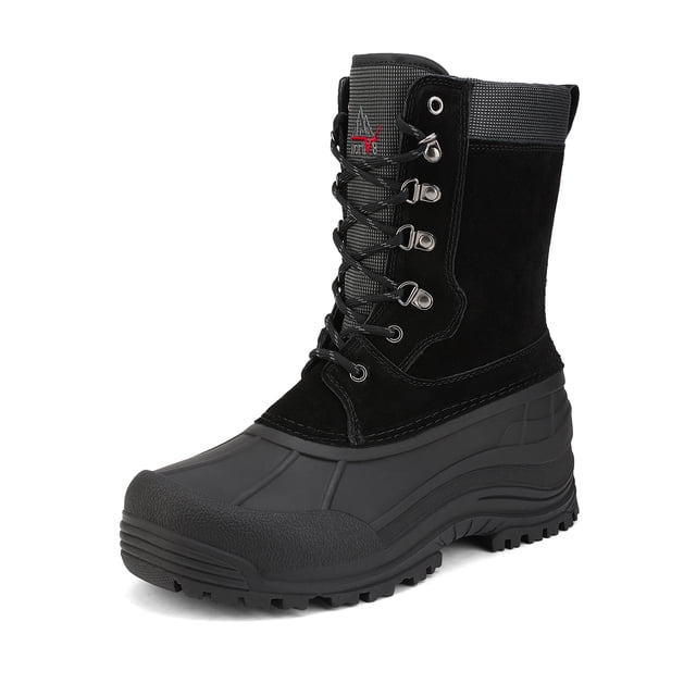 Nortiv8 Mens Winter Warm Outdoor Hiking Boots Snow Boots Insulated Waterproof Work Boots Shoes Terrex-2M Black Size 7