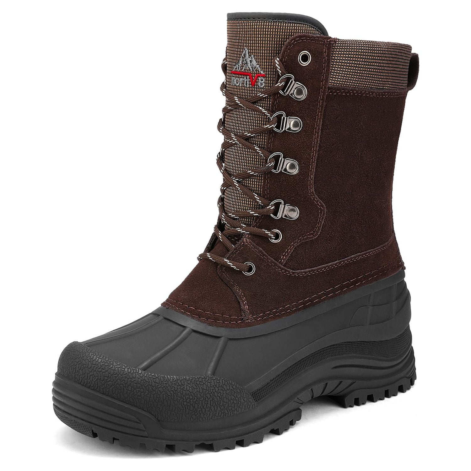 Nortiv8 Mens Winter Warm Outdoor Hiking Boots Snow Boots Insulated Waterproof Work Boots Shoes Terrex-2M Brown Size 7