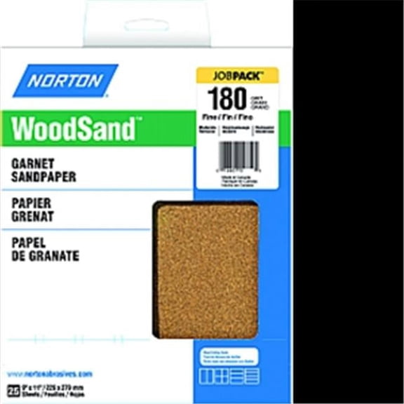 Norton 01580 Garnet Sandpaper, 9"x11", Pkg/25
