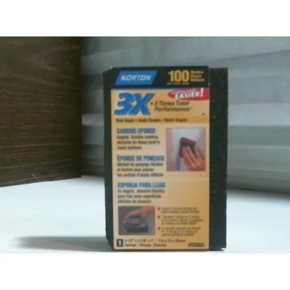 Norton 03863 100 Grit Medium Sanding Sponge, 4 1-2" X 2 7/8" X 1" Free Shipping