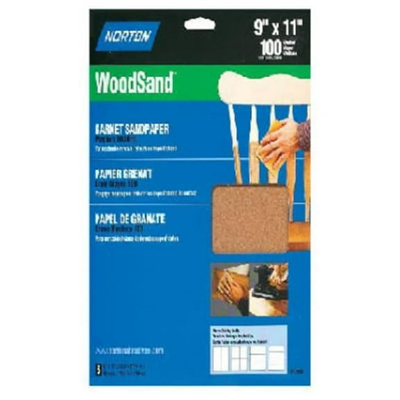 Norton 07660747980 9 x 11 in. Garnet Wood Sanding Sheets.