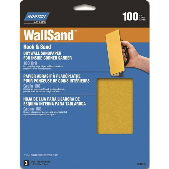 Norton 07660768103 Hook & Loop Drywall Sandpaper, 8"x7"