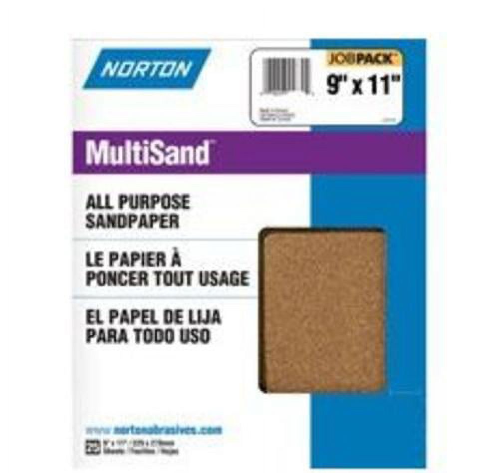 Norton 07660768110 Aluminum Oxide Sandpaper, Job pack, 9" x 11", Each