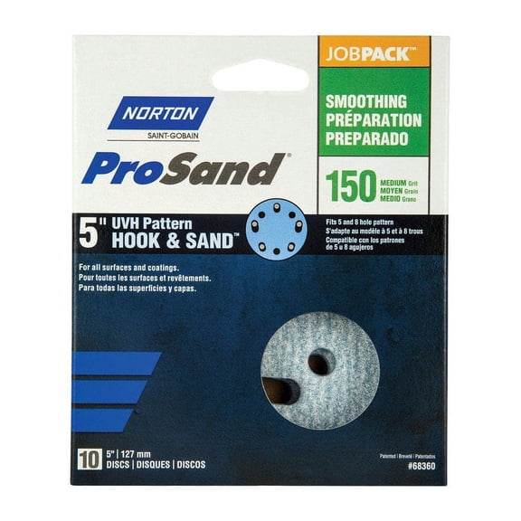 Norton 07660768360 ProSand Universal Vacuum Sanding Disc, Grit 150, 5", 10 Piece