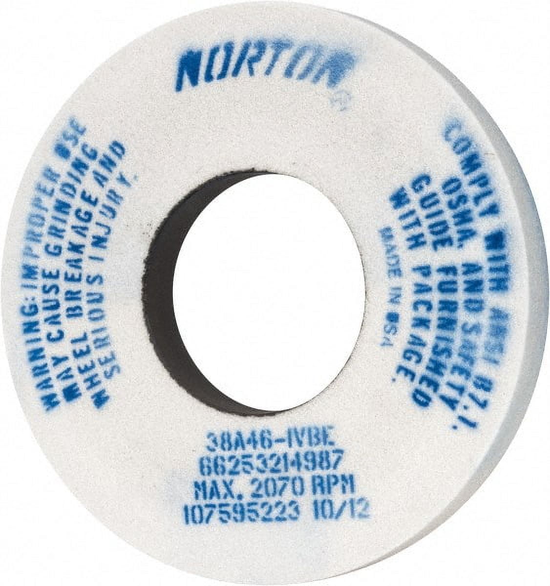Norton 12" Diam x 5" Hole x 11/2" Thick, I Hardness, 46 Grit Surface