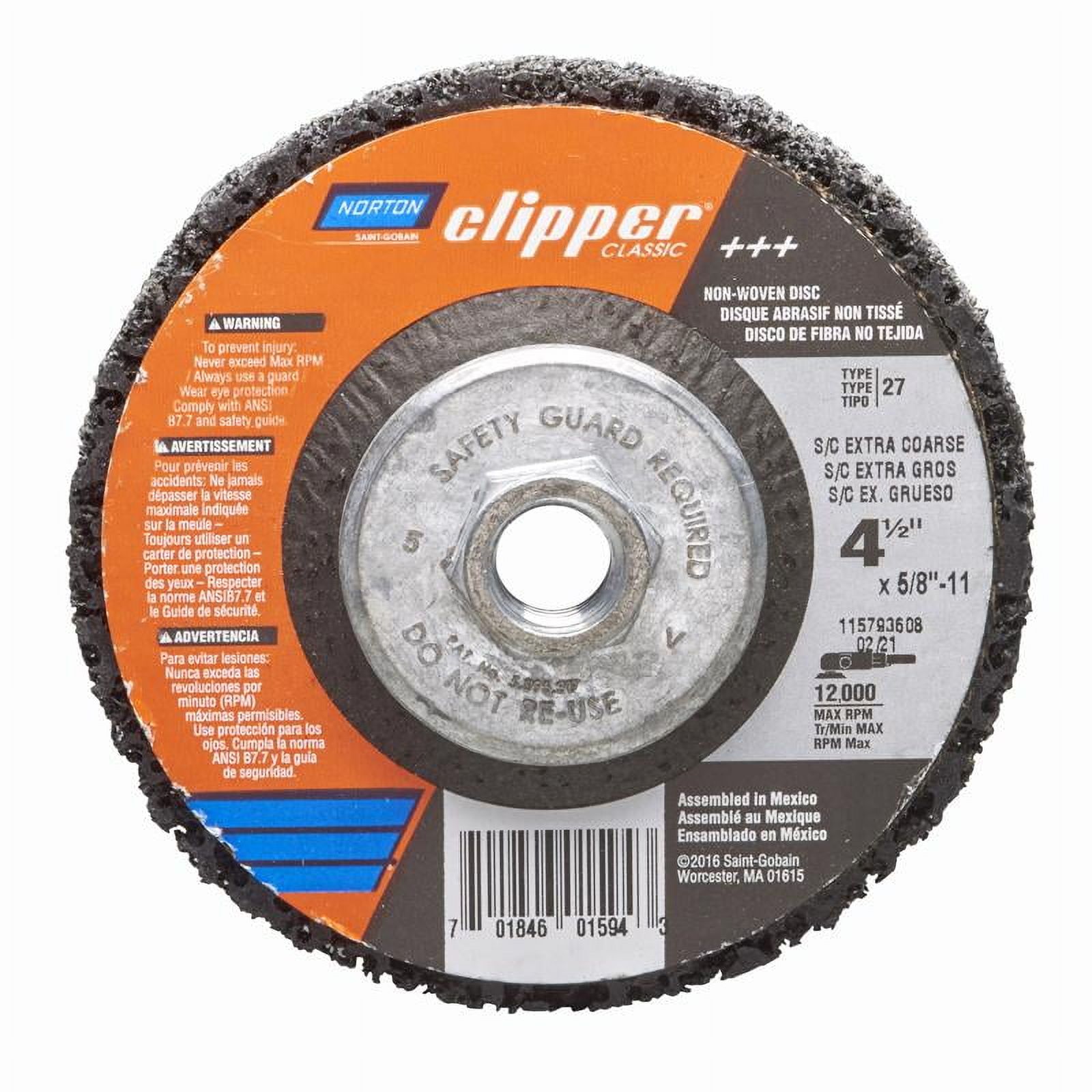 Norton 2019105 4.5 x 0.625 - 11 in. Rapid Strip Silicon Carbide Clipper ...