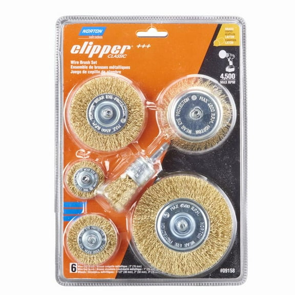 Norton Clipper 1 in. Wire Wheel Brush Brass 4500 rpm 6 pc