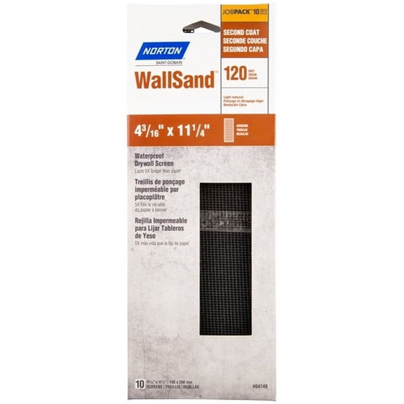 Norton 21765 4-3/16" X 11-1/4" 120 Grit Wallsand Drywall Screen 10 Count