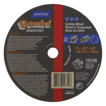Norton 547-66252809714 Type 01 6 Inchx.035 Inchx5-8 Gemini Cut-Off Wheel