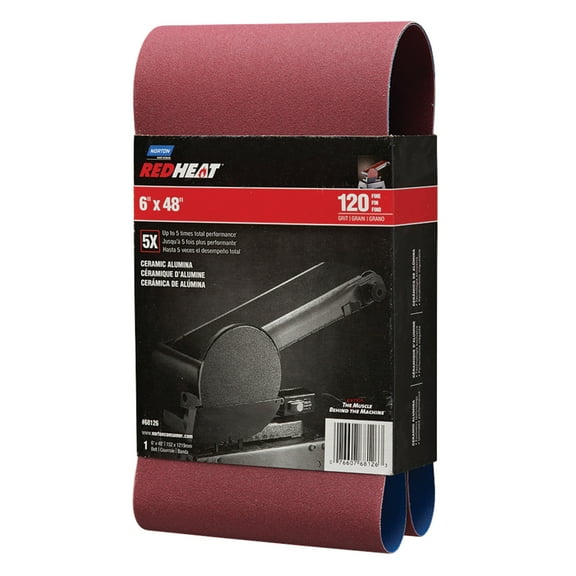 Norton 6" X 48" Redheat Ceramic Sanding Belt, 120 Grit