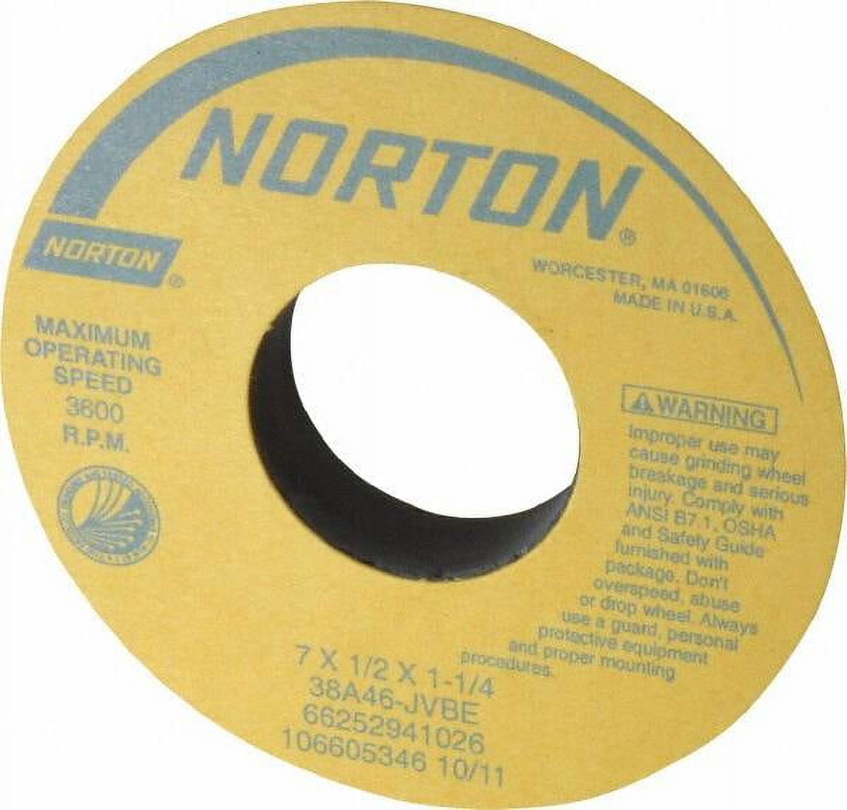Norton 7" Diam x 11/4" Hole x 1/2" Thick, J Hardness, 46 Grit Surface Grinding Wheel