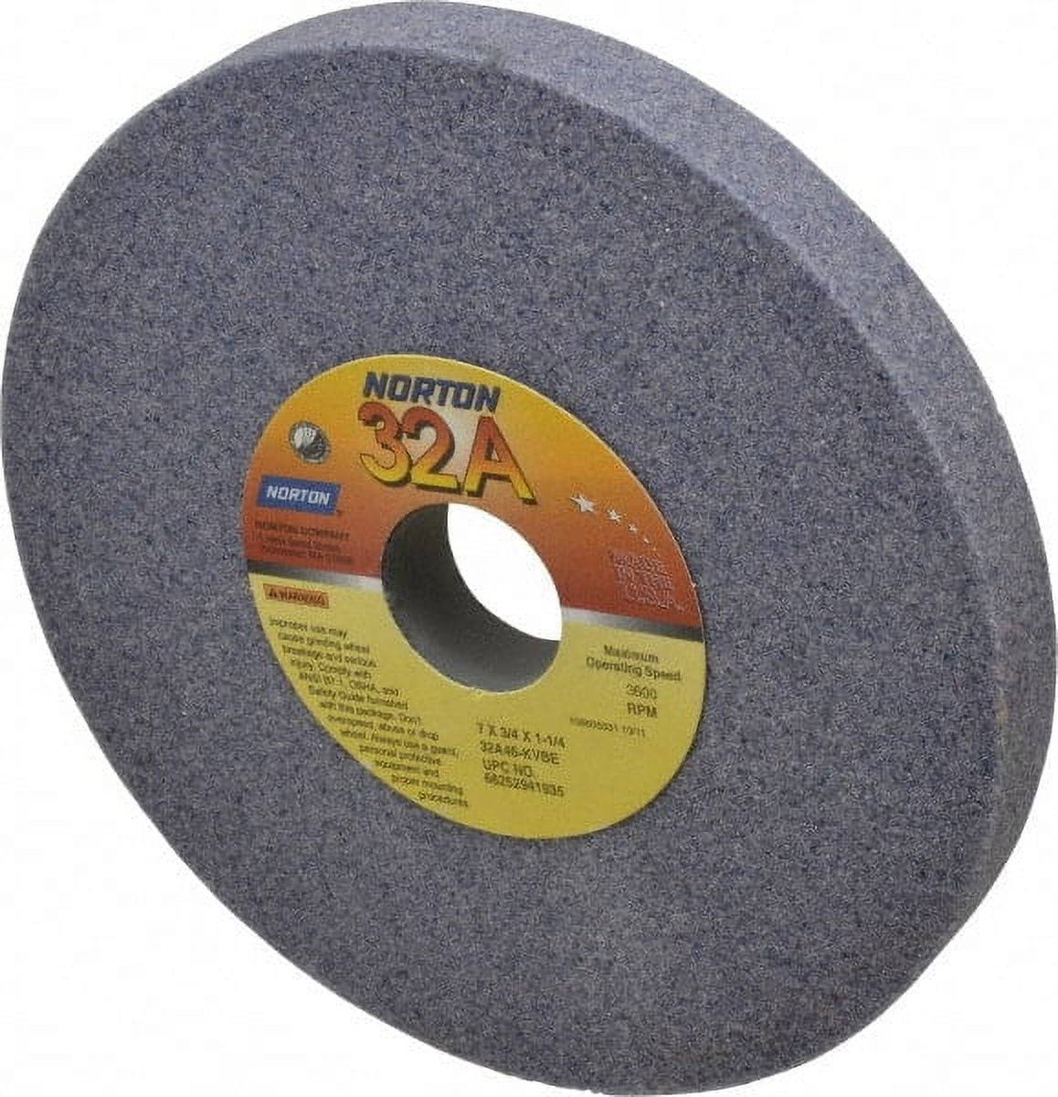 Norton 7" Diam x 11/4" Hole x 3/4" Thick, K Hardness, 46 Grit Surface Grinding Wheel