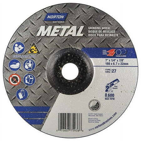 Norton Abrasives DepressedGrindWhl,7/8"CN,UnthreadHle 07660775936