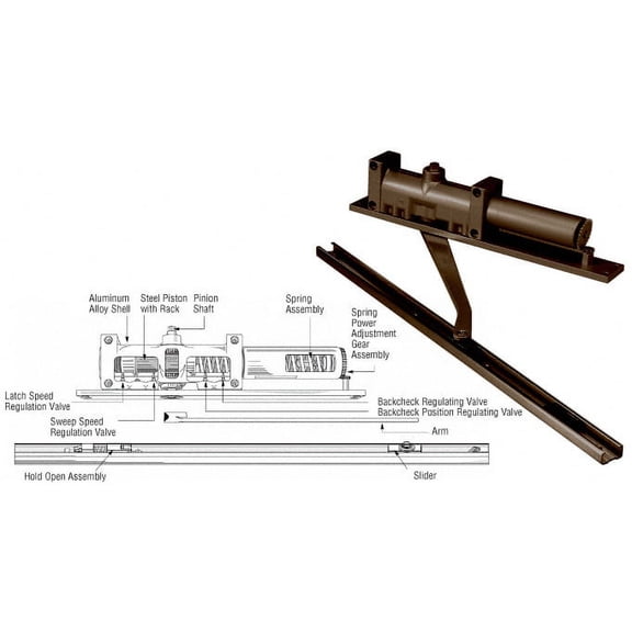 Norton 7900BF1HLDU Dark Bronze 7900 Series Hold Open Left Hand Interior Door Closer