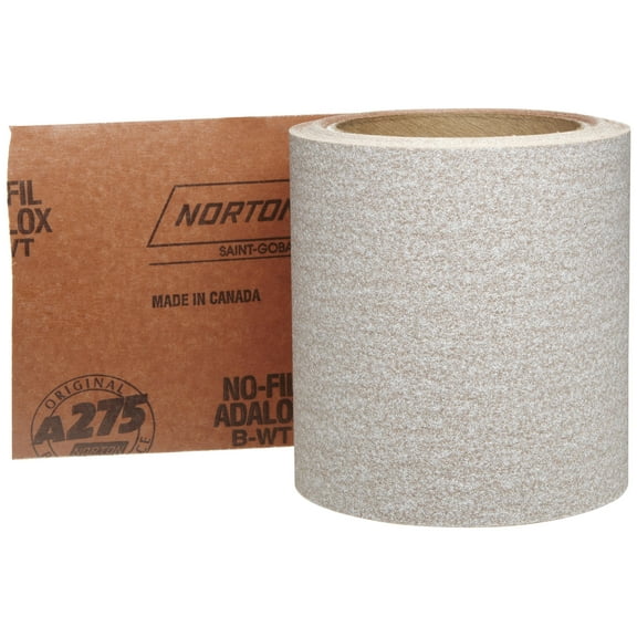 Norton A275 No-Fil Adalox Abrasive Roll, Paper Backing, Pressure Sensitive Adhesive, Aluminum Oxide, Waterproof, Roll 4-1/2" Width x 10yd Length, Grit 120 (Pack of 1) CA2