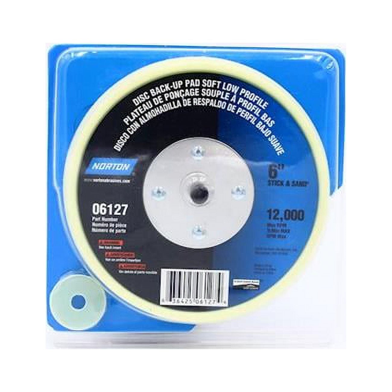 Norton Abrasives 6 in. Low Profile Pad, 5 by 16 24 in. Threaded Shank