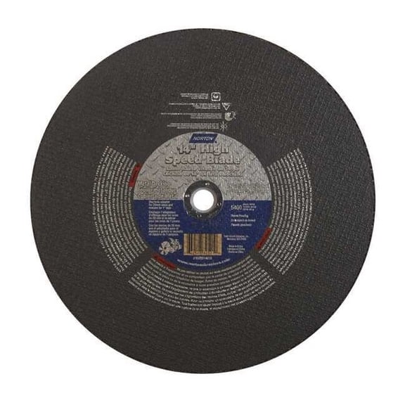 Abrasive Cut-Off Wheel, Type 1, 14 in Dia, 0.1563 in Thick, 1 in, 20 mm Arbor Hole Size, 24 Grit