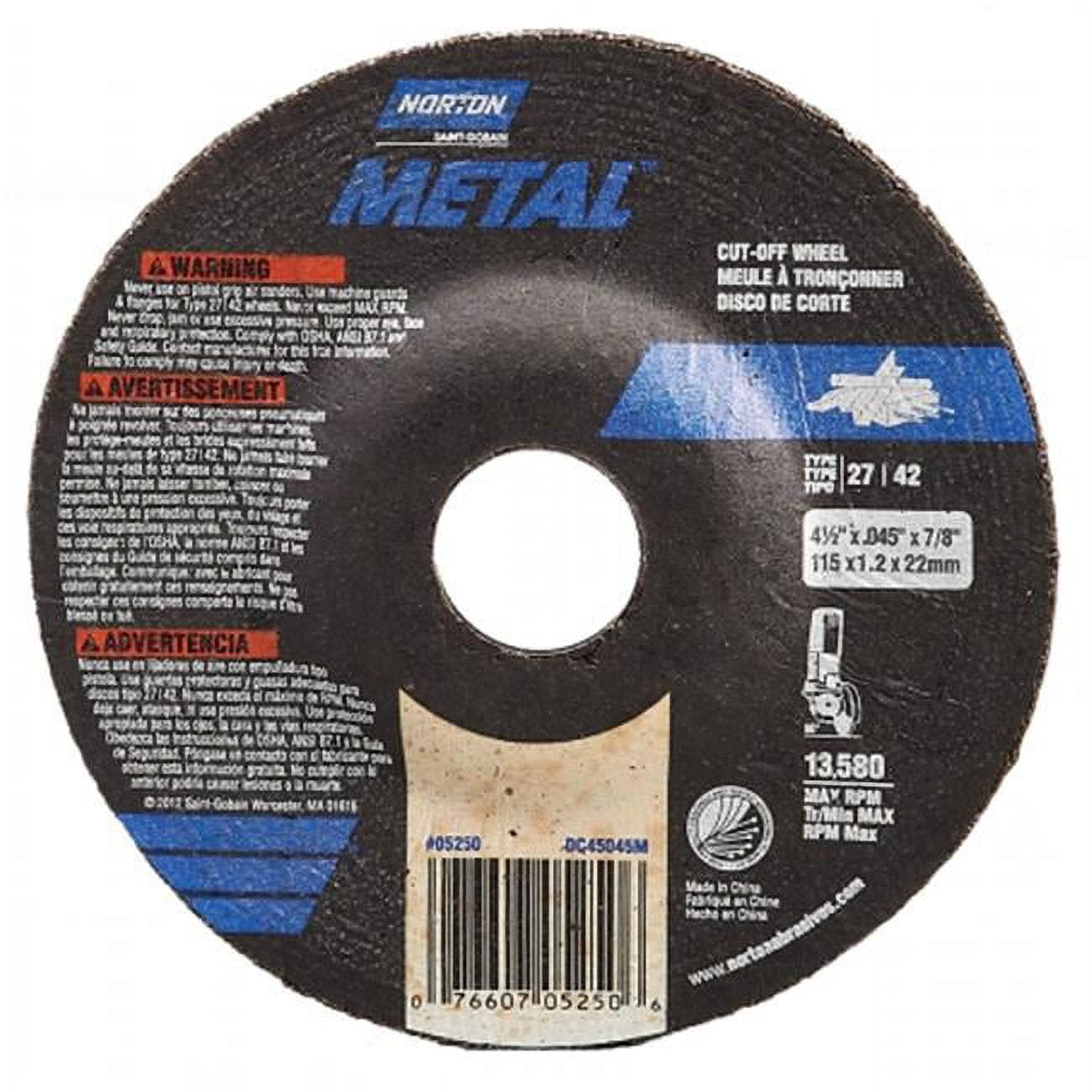 3M Rotelle Da Taglio In Ceramica, 87466, T27, 4,5 X 115 X 7/8 - Confezione Da 25, Per Taglio Veloce Di Acciaio E Metalli