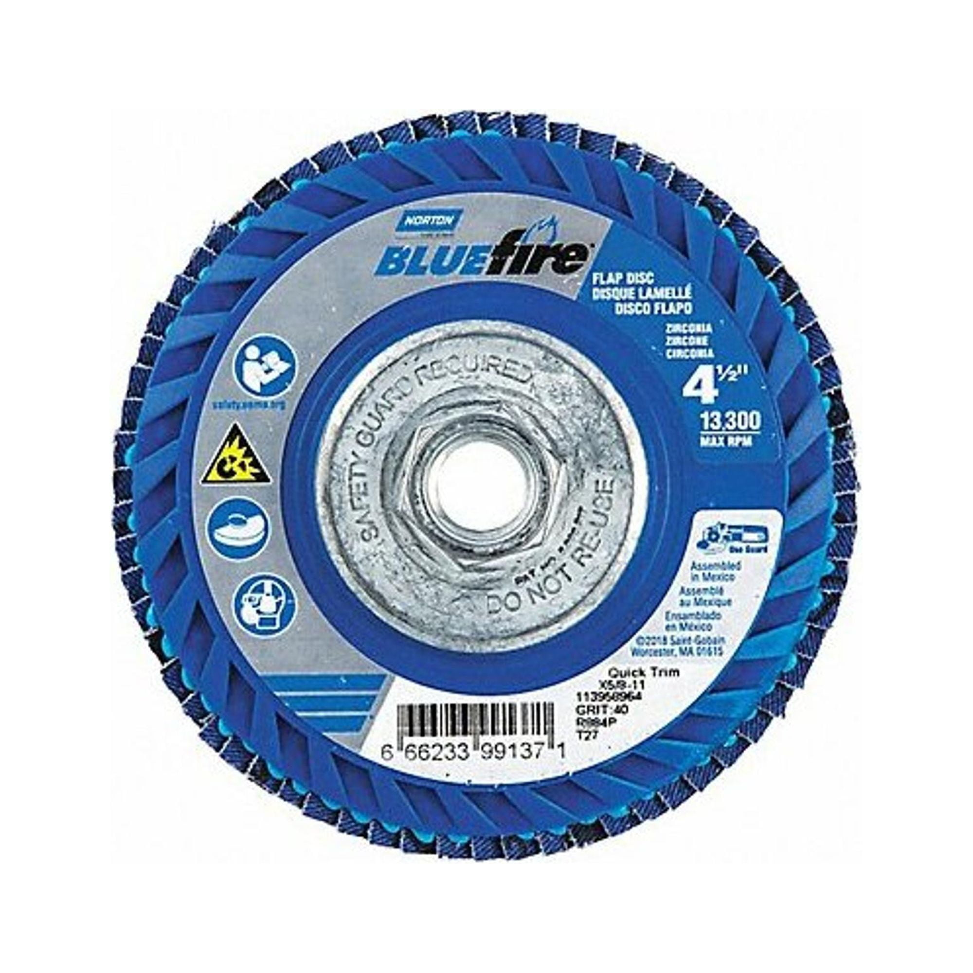 Norton Abrasives Fiber Disc,4 1/2 in Dia,5/8in Arbor 66623399137
