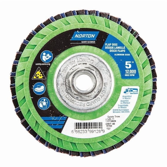 Norton Abrasives Fiber Disc,5 in Dia,5/8in Arbor,P40 Grit 66623399128