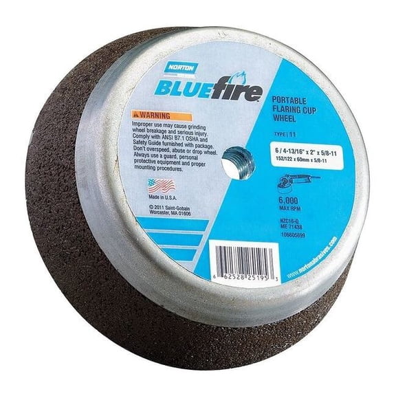 Norton Abrasives Flaring Cup Wheel,Type 11,Face Dia. 6 In 66253146925
