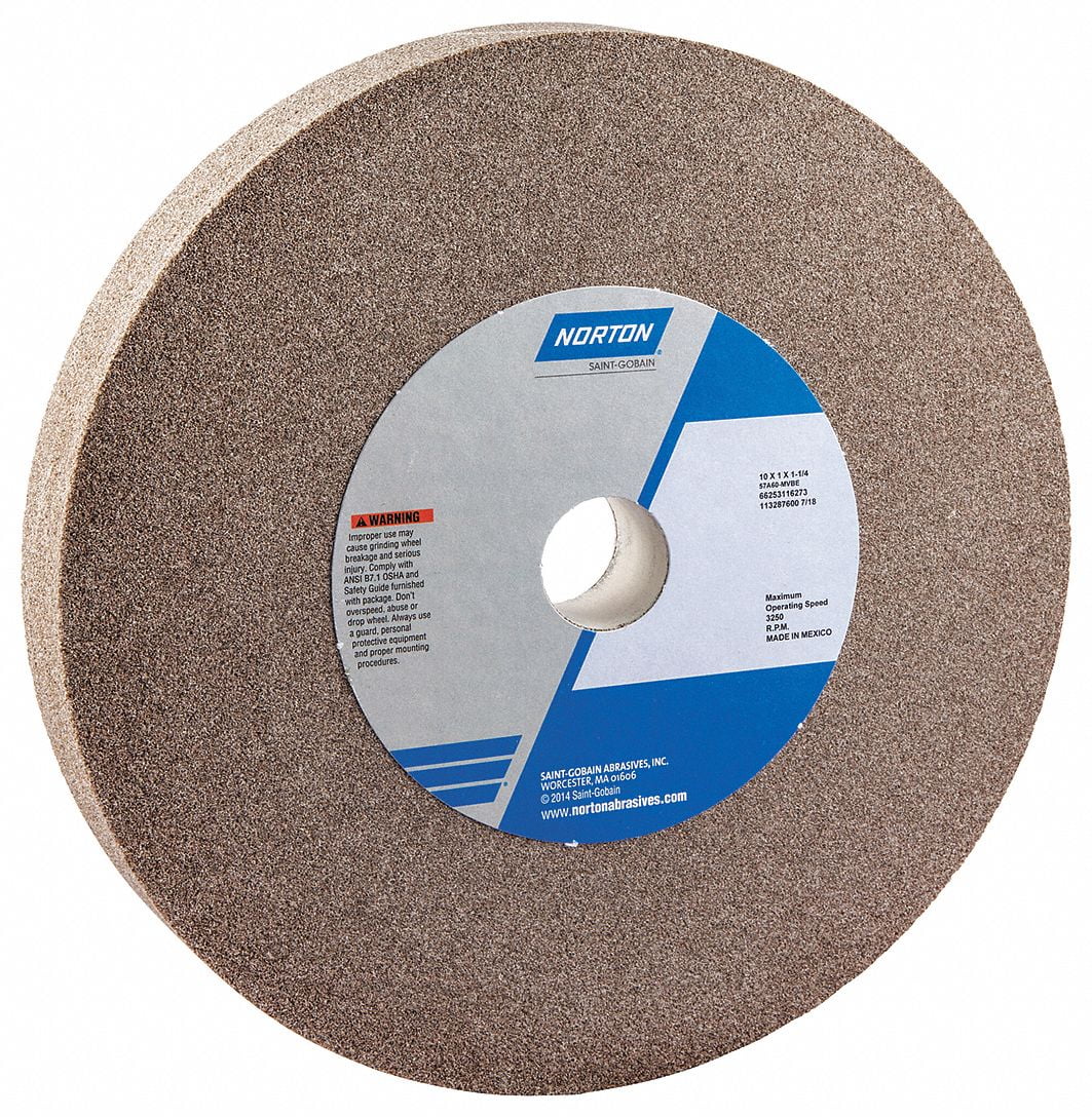 Norton Abrasives Grinding Wheel 10 in. Dia AO 60 G Brown