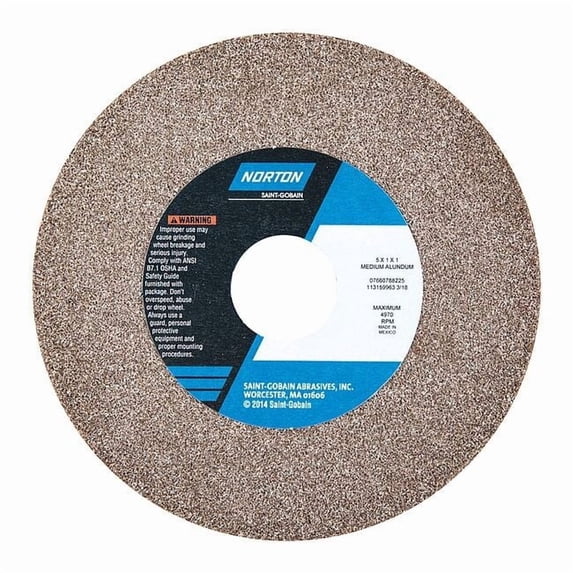 Norton Abrasives Grinding Wheel,5 in. Dia,AO,60/80G,Brown 07660788225