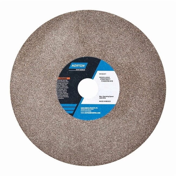 Norton Abrasives Grinding Wheel,8 in. Dia,AO,60/80G,Brown 07660788277