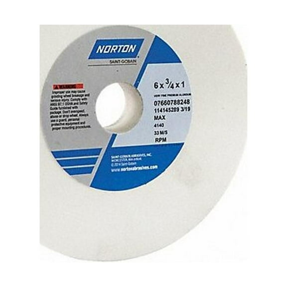 Norton Abrasives Grinding Wheel, T1, 6x3/4x1, AO, 150G, White 07660788248