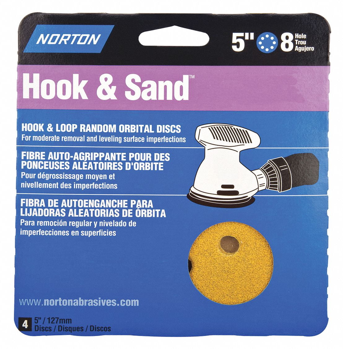 Norton Abrasives Hook and Loop Sanding Disc 5 in Dia PK4 07660749159 Walmart Business Supplies