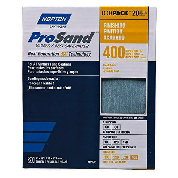Norton Abrasives Sandpaper Sheet,Super Fine,400 Grit,PK20 07660768165