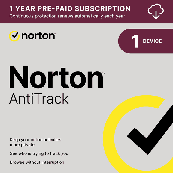 Norton AntiTrack for 1 Device, 1 Year Subscription, PC/Mac/iOS [Digital Download]