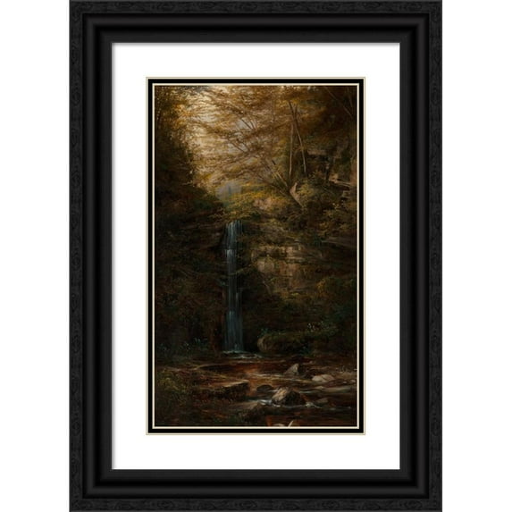 Norton Bush 16x24 Black Ornate Framed Double Matted Museum Art Print Titled: Madrone Falls of Milliken Creak (Six Rivers National Forest, California) (1882)