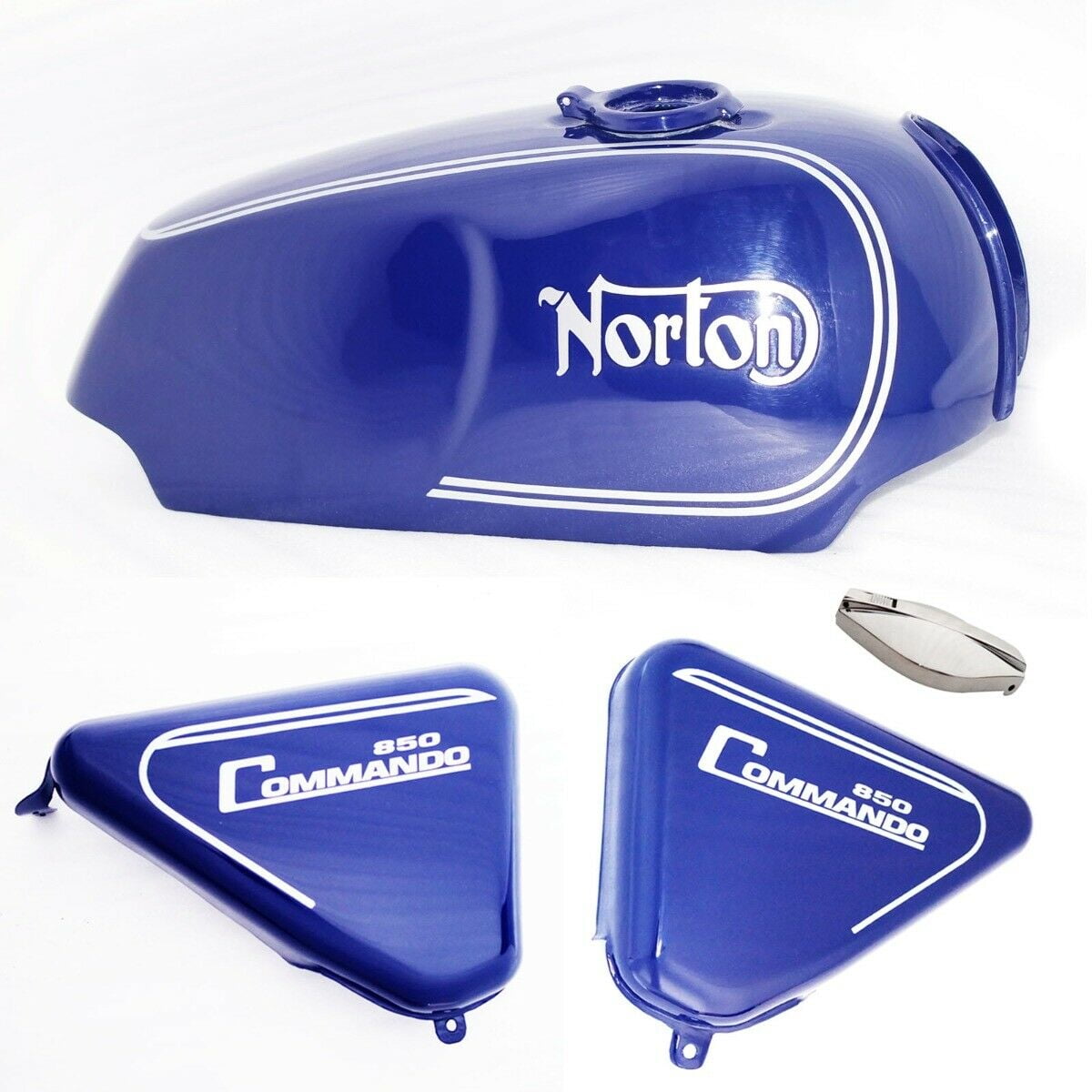 Norton Commando Roadster 850 Fuel Gas Petrol Tank Blue Paint With Panel
