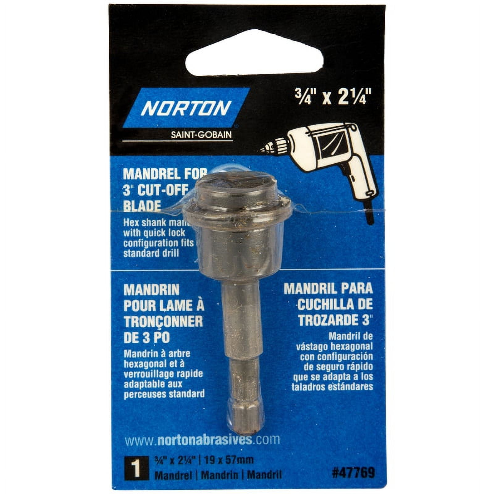 Norton DrillSand 3/4 in. X 21/4 in. L CutOff Wheel Mandrel 1 pc