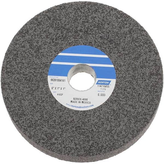 Norton Fine Grade Silicon Carbide Deburring Wheel, 6" Diam, 1" Face x 1" Hole