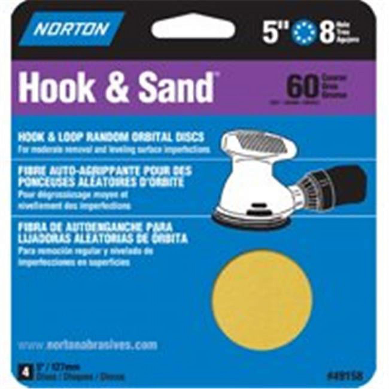 Norton Hook & Sand 5 in. Aluminum Oxide Hook and Loop A290 Sandpaper