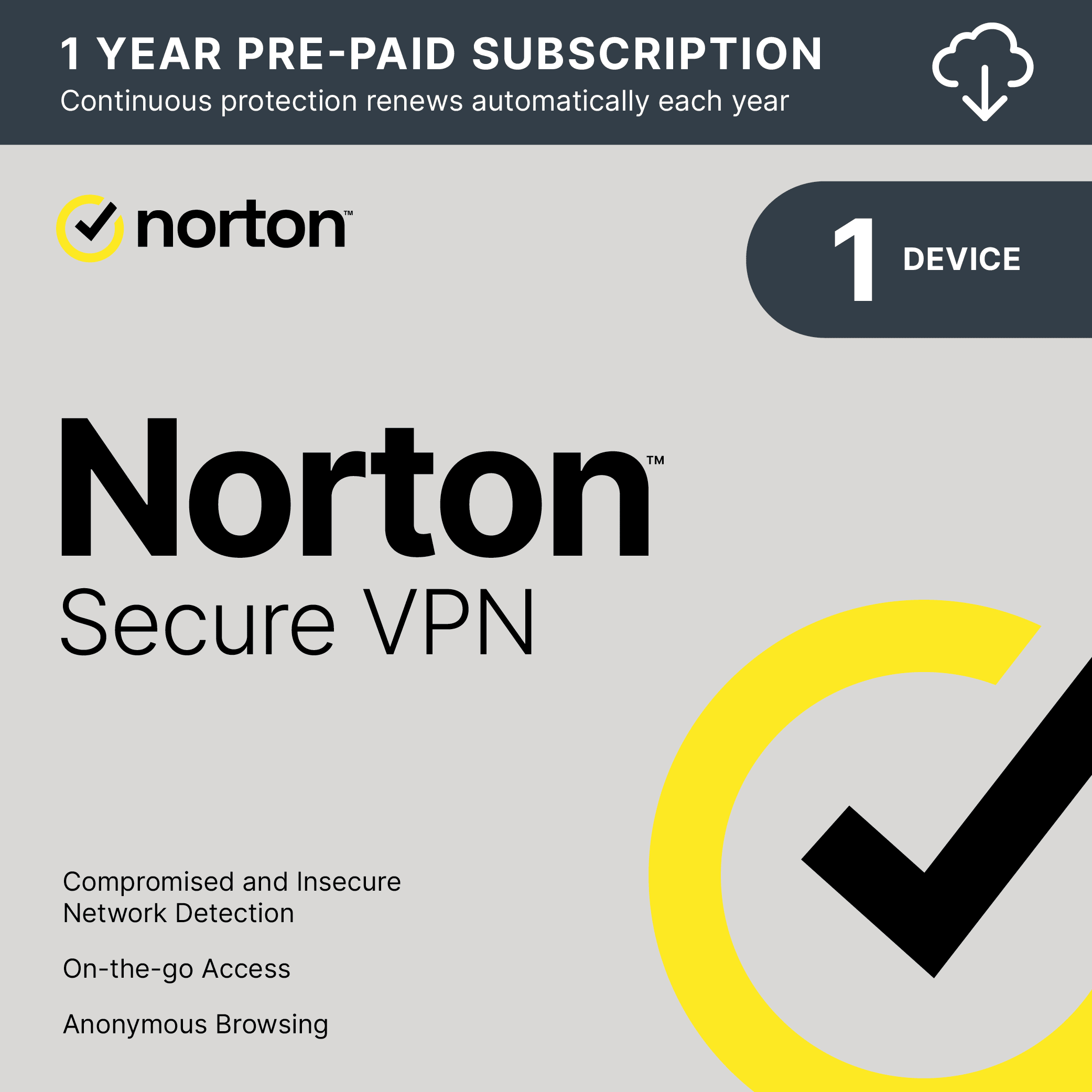 Norton Secure VPN for 1 Device, 1 Year Subscription, PC/Mac/iOS/Android  [Digital Download] - Walmart.com